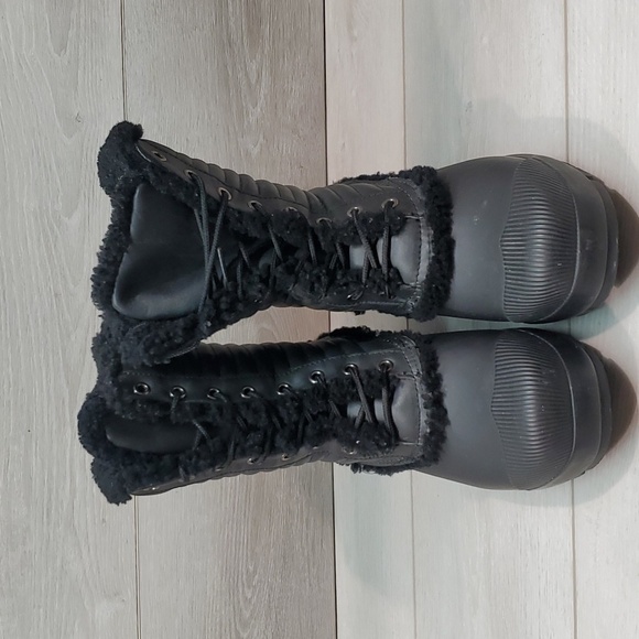 Hunter Womens Patent Pac Tall Rubber Sheepskin inside Boots shoes sz 10 - Picture 4 of 13